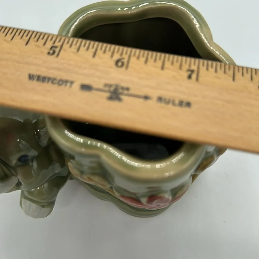 VTG Majolica Lucky Bamboo Elephant Planter - Picture 6 of 8